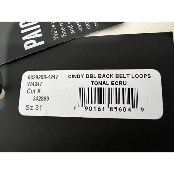 New PAIGE Size 31 Cindy - Tonal Ecru Double Back Belt Loop off-white **Stain** - Picture 12 of 14